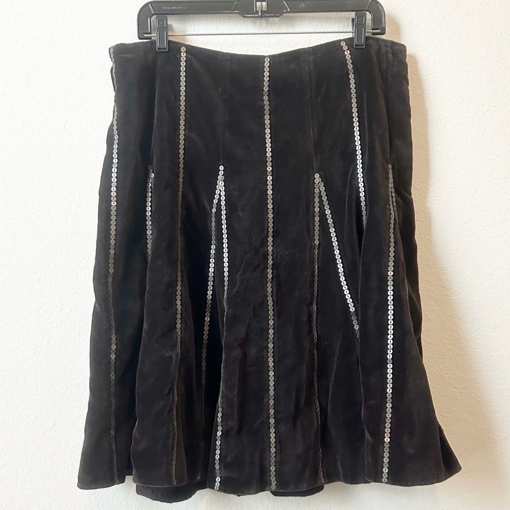 Soft Surroundings Brown A-Line Skirt with Silver Accents
